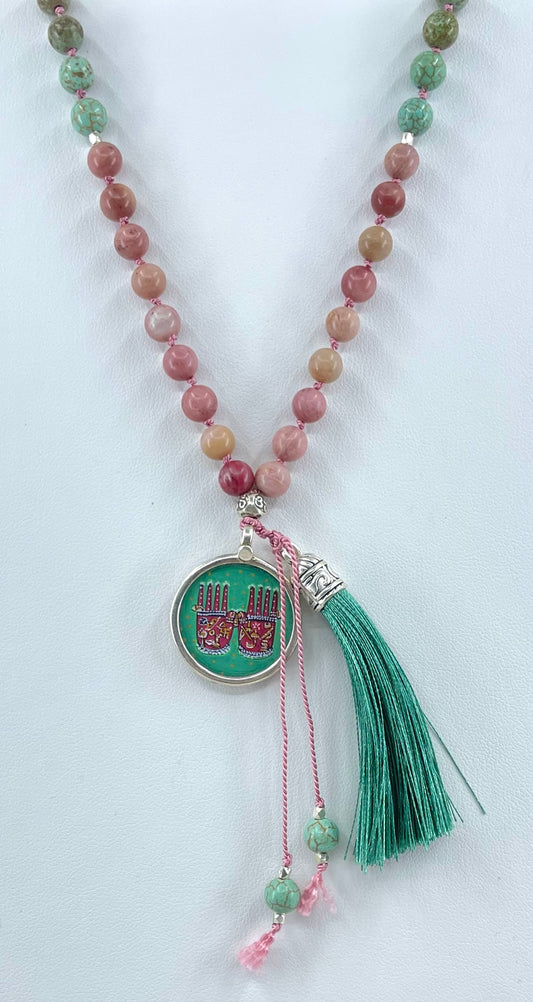 Vishnu Handprint 108 Bead Mala Necklace