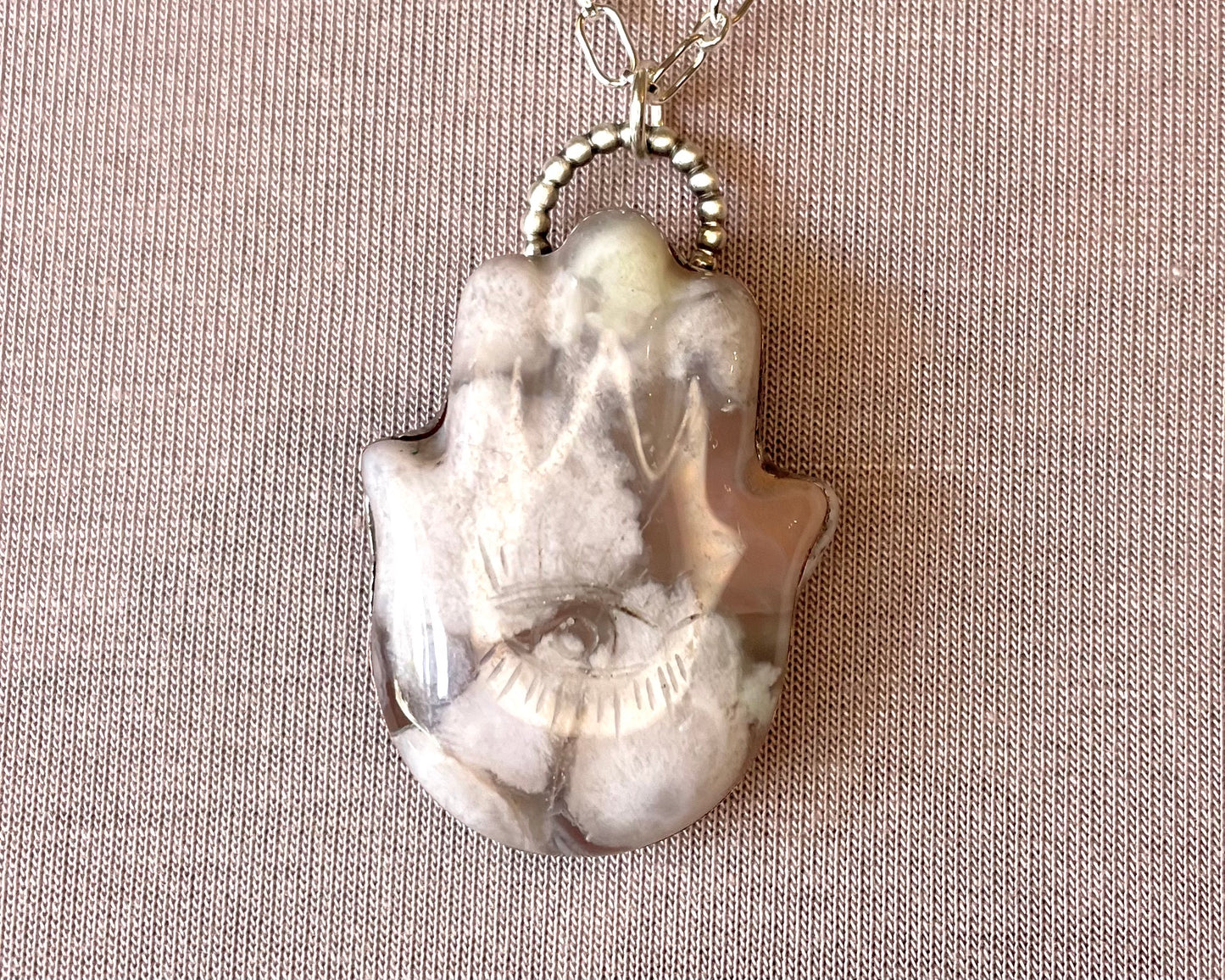 Flower Agate Hamsa 1