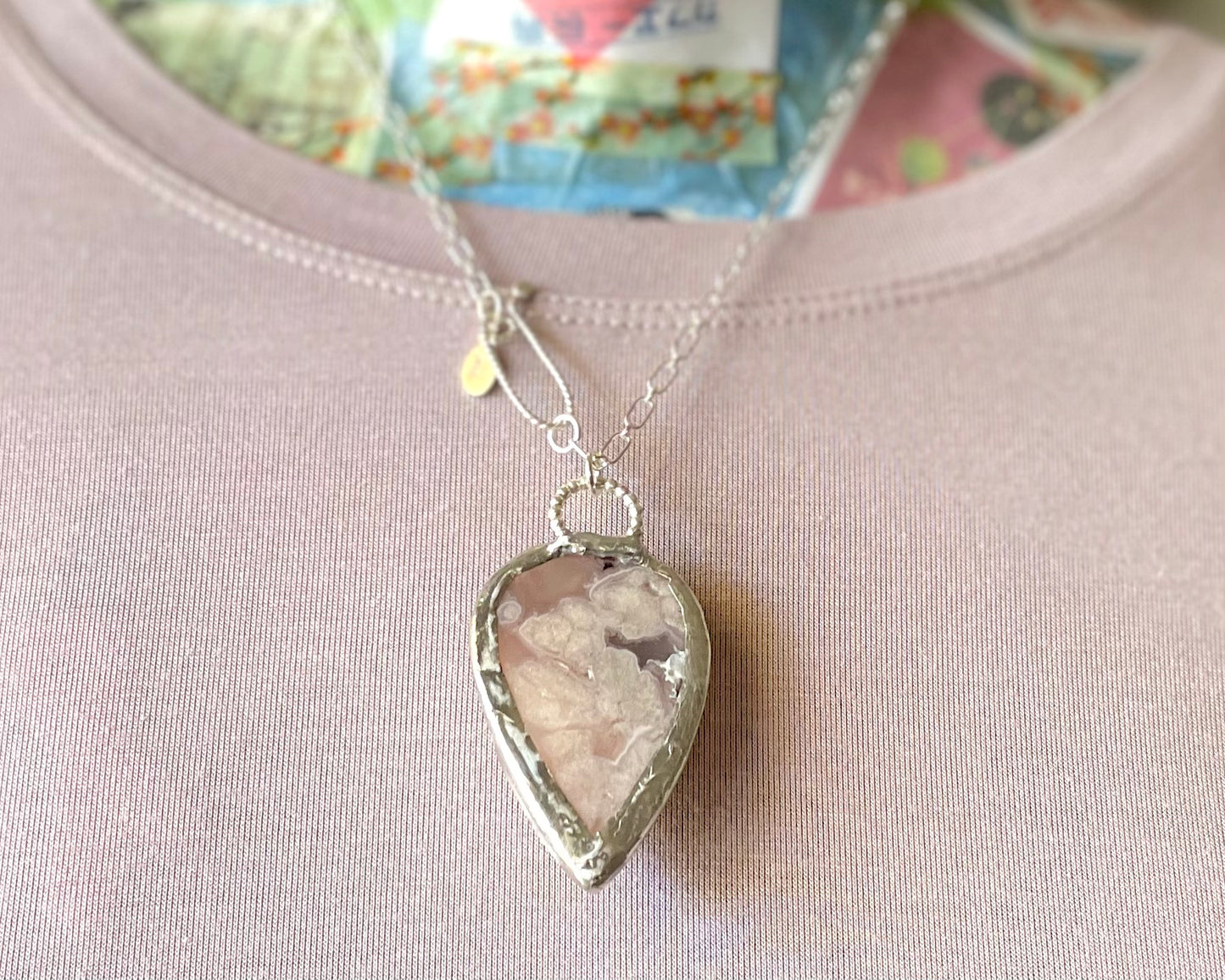 Flower Agate Teardrop