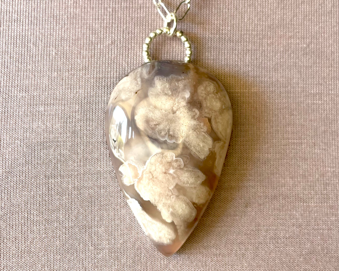 Flower Agate Teardrop