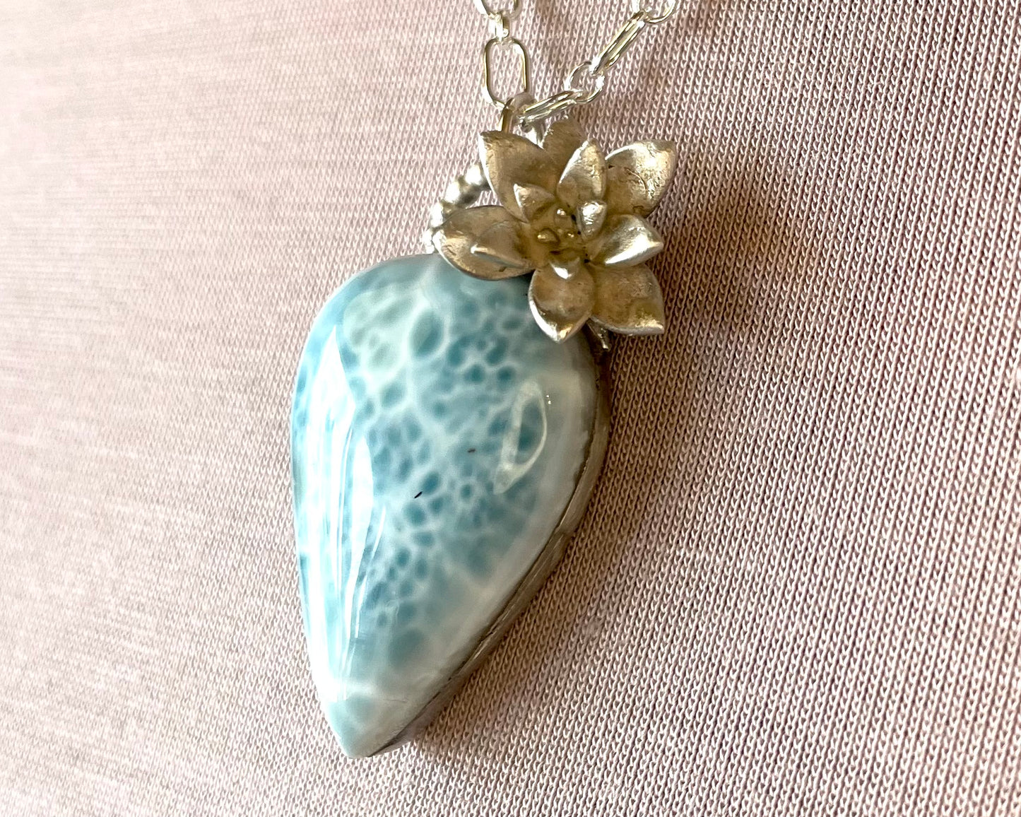 Teardrop Larimar Flower