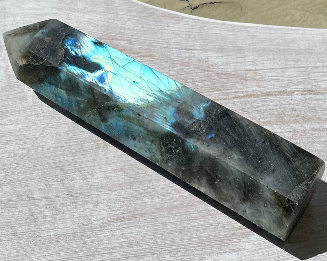 Blue Flash Faceted Labradorite Crystal