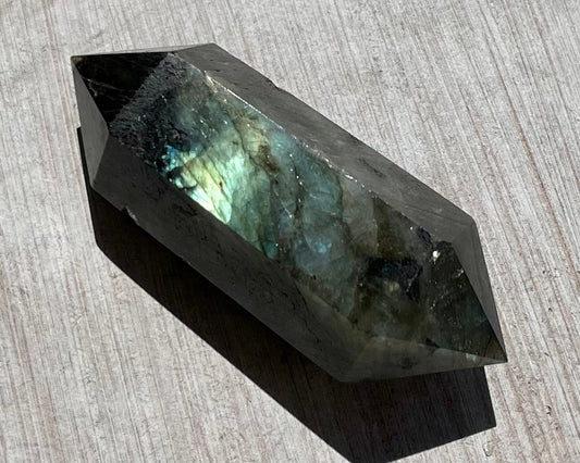 Faceted Blue Flash Labradorite Double Terminated Crystal