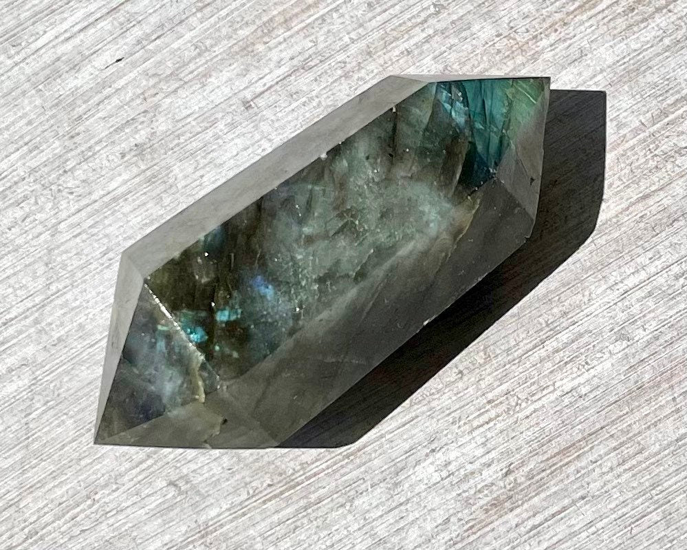 Faceted Blue Flash Labradorite Double Terminated Crystal