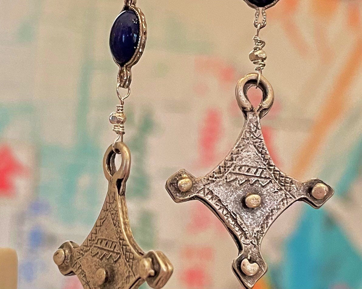 Lapis Tribal Tuareg Charm Drops