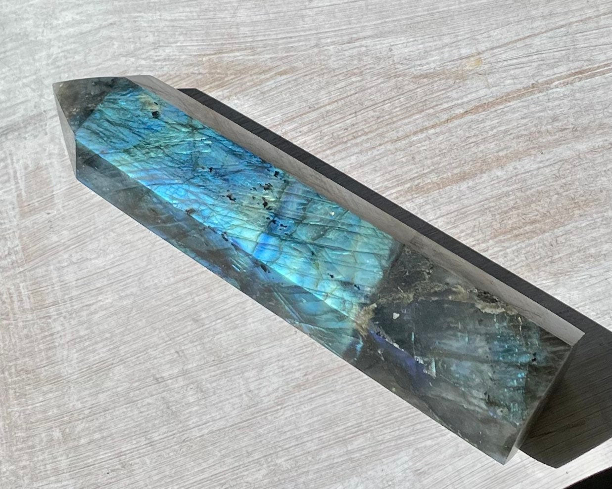 Blue Flash Faceted Labradorite Crystal