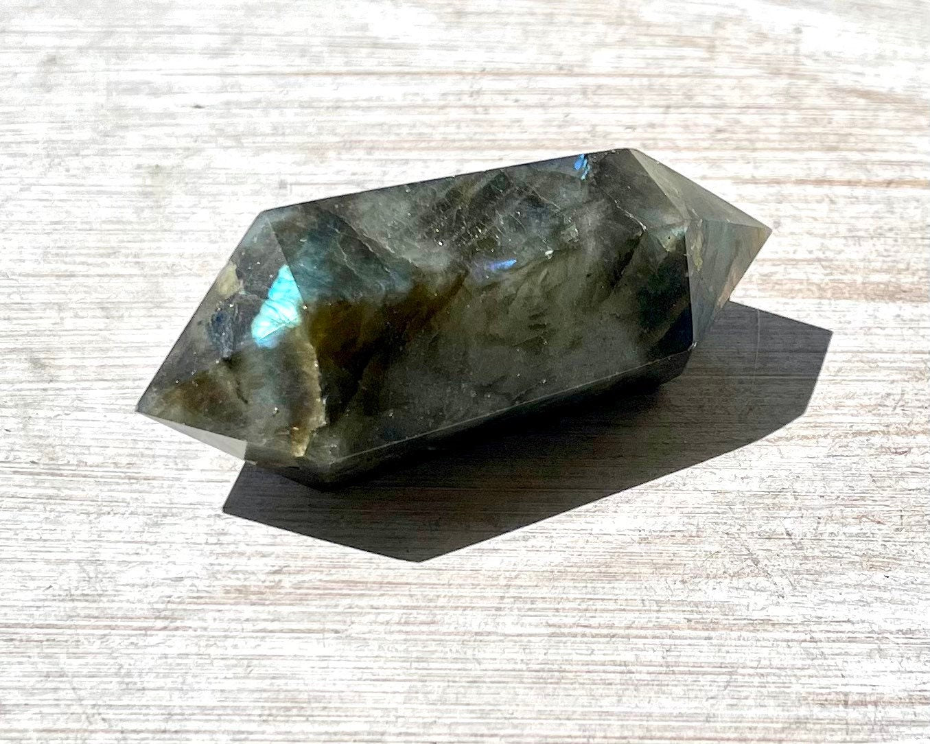 Faceted Blue Flash Labradorite Double Terminated Crystal