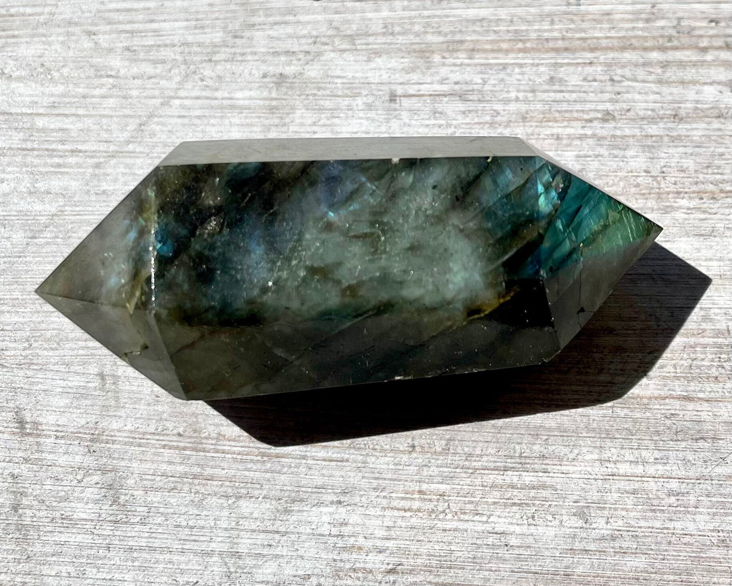 Faceted Blue Flash Labradorite Double Terminated Crystal