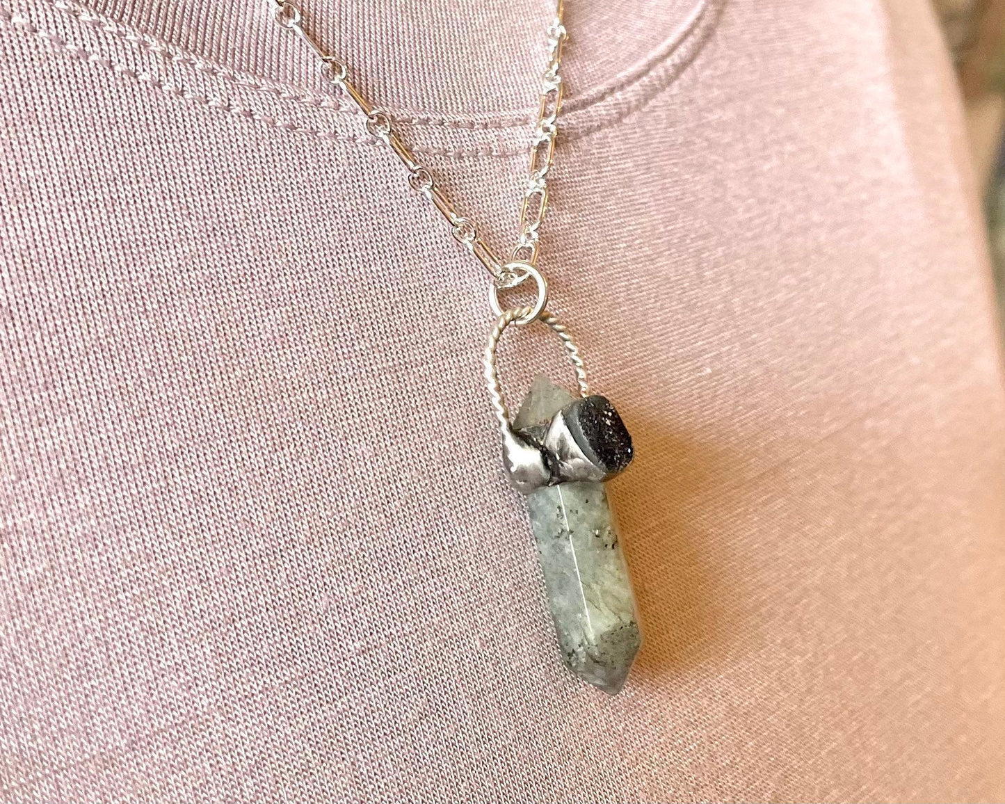 Labradorite with Druzy Crystal