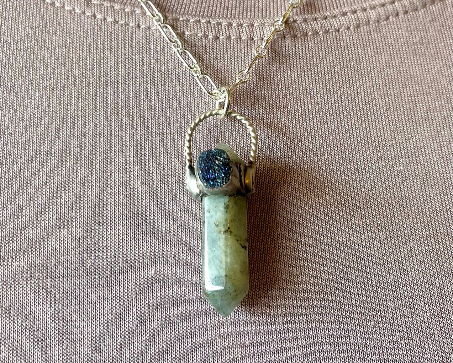 Labradorite with Druzy Crystal