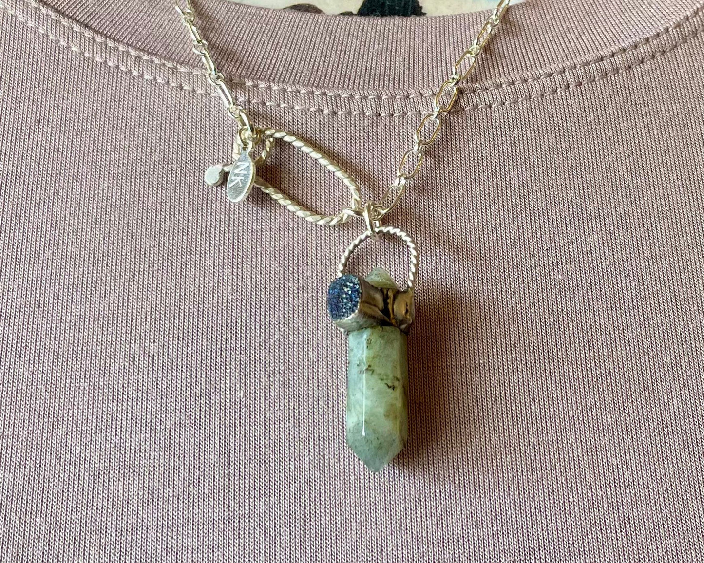 Labradorite with Druzy Crystal