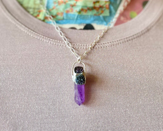 Amethyst Crystal with Druzy