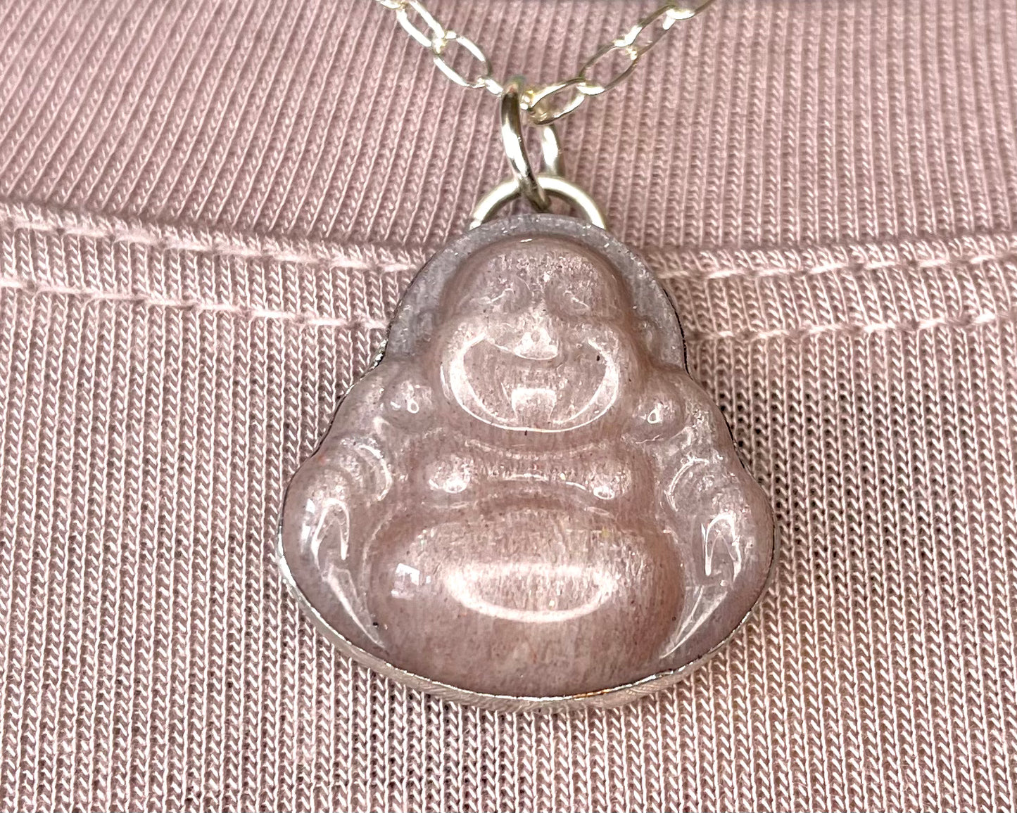 Peach Moonstone Buddha