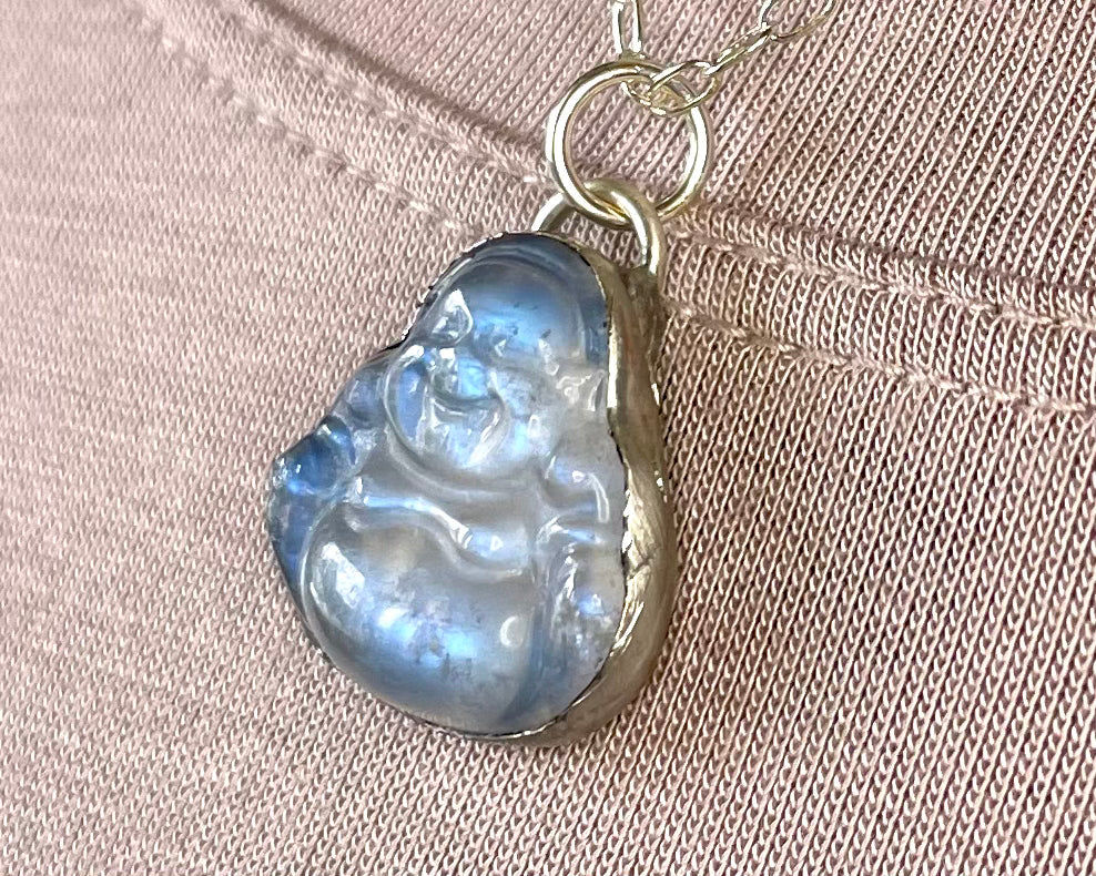 Little Blue Moonstone Buddha