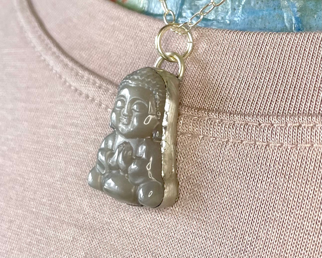 Little Peach Moonstone Buddha 2