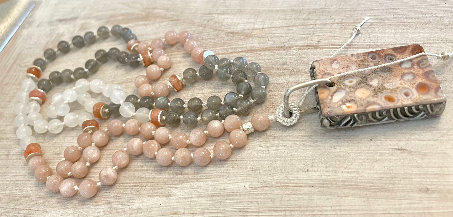 Fossil Coral 108 Bead Mala